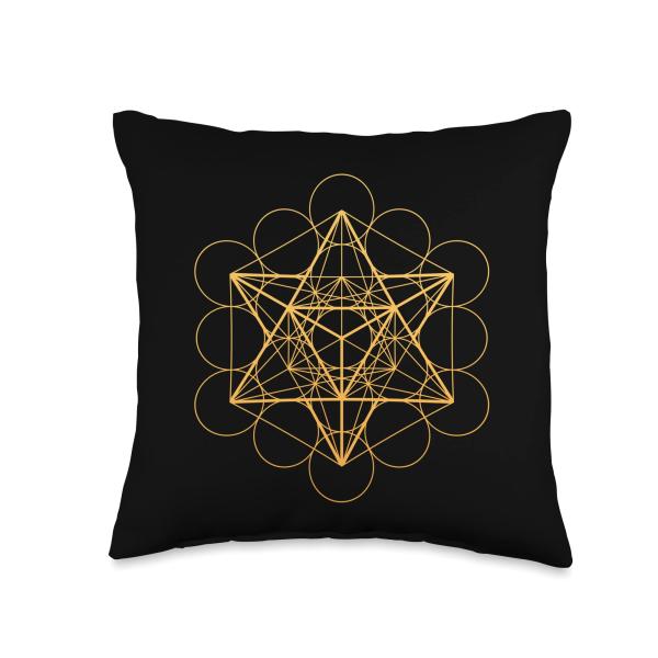 Metatron Cube Merkaba Sacred Geometry Throw Pillow