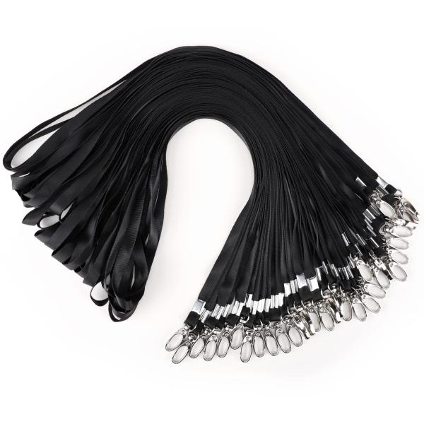 Segarty ネックストラップ IDバッジ用 バルク品 50個 ブラックネックストラップ IDバッ...