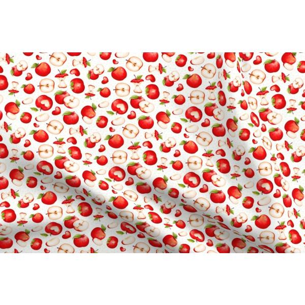 Spoonflower Fabric - Red Apples White Teacher Scho...