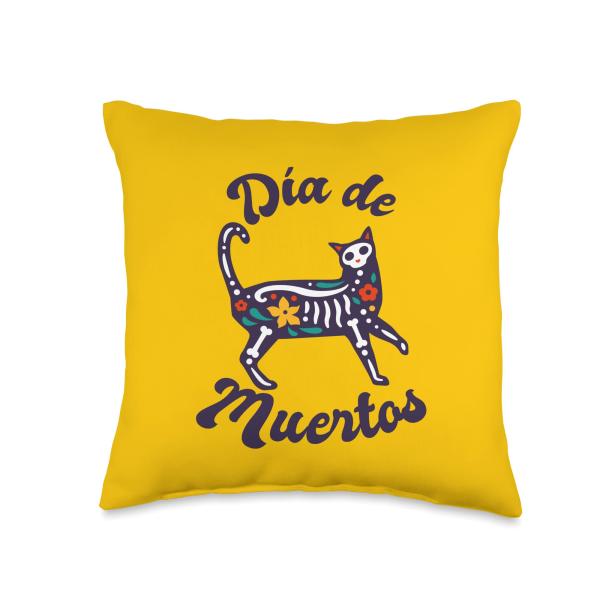 Catrina Cat, Dia de Muertos, Halloween Mexican Thr...