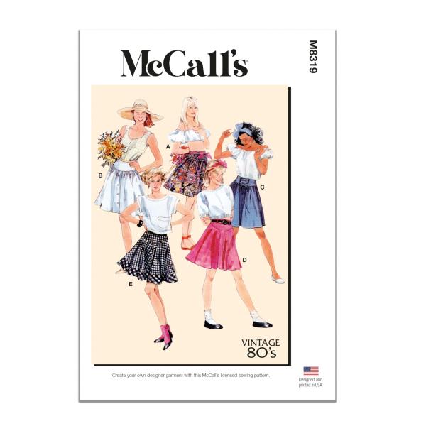 McCall's Misse's Skirt ソーイングパターンキット、デザインコードM8319、サ...
