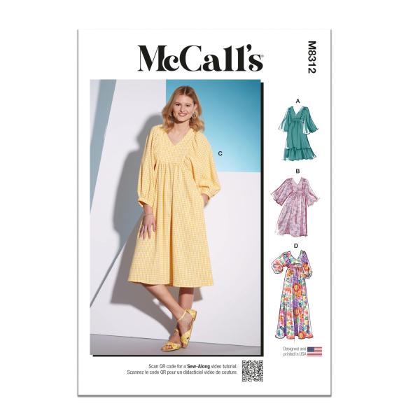 McCall's Misse's Dress ソーイングパターンキット、デザインコードM8312、サ...