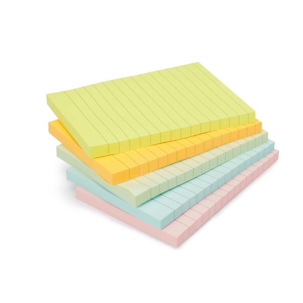 Amazonベーシック 罫線入り正方形付箋 10 x 15cm アソートカラー 5個パック