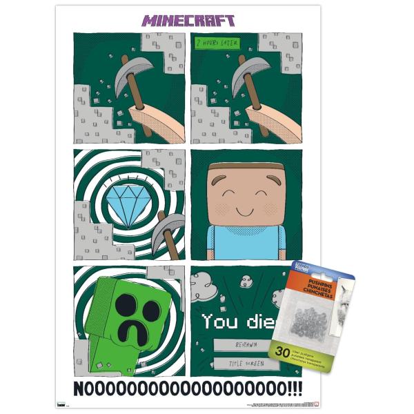 Minecraft - Simple Comic Steve Creeper Wall Poster...