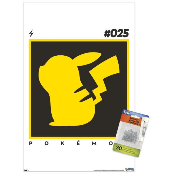 Pok〓mon - Pikachu Simple 25 Wall Poster with Push ...