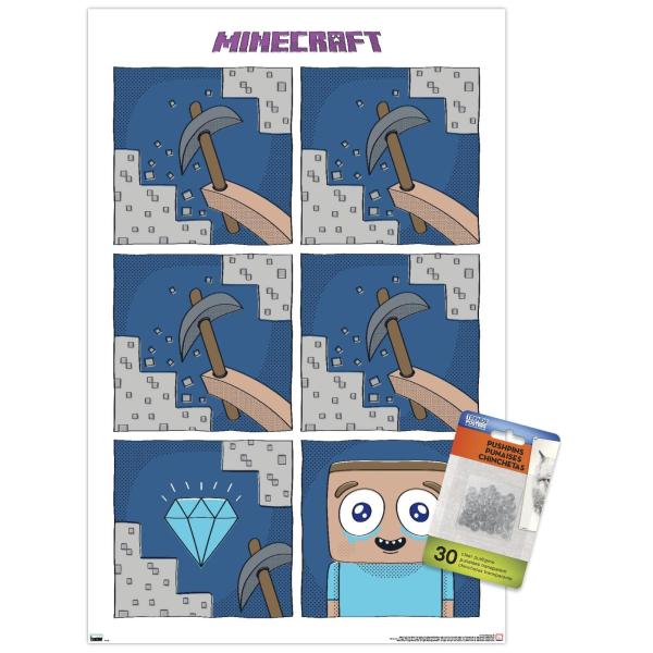 Minecraft - Simple Comic Steve Cry Wall Poster wit...