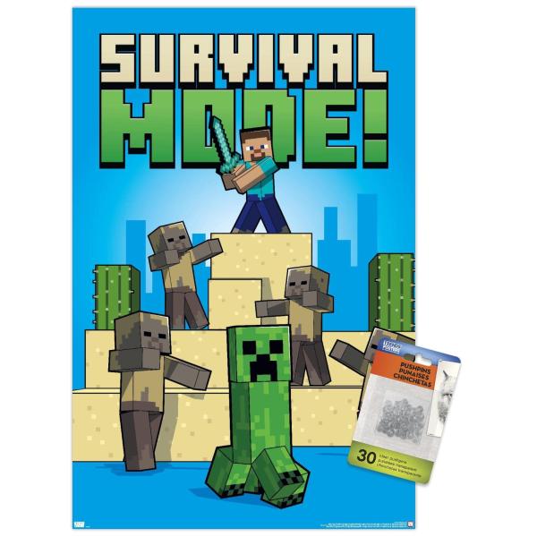 Minecraft - Survival Mode Wall Poster with Push Pi...