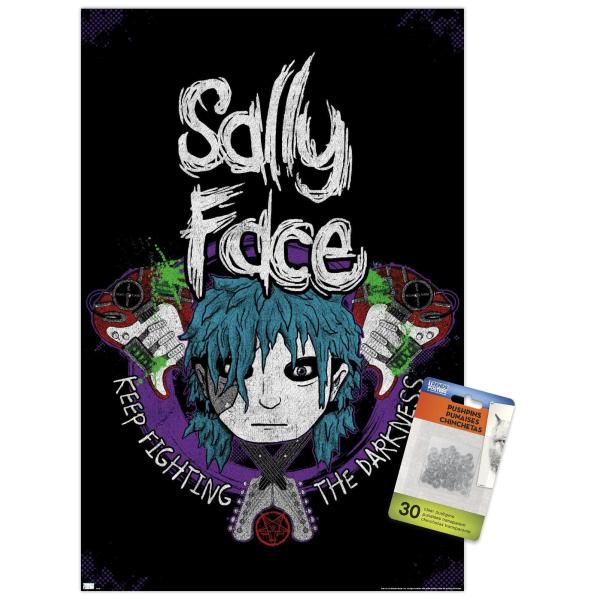 Sally Face - Crossed Guitars Wall Poster with Push...