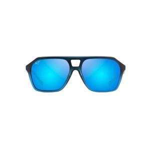 Maui Jim メンズ ウェッジ偏光アビエーターサングラス, マットブラックフェードからブルー/ブルーハワイ