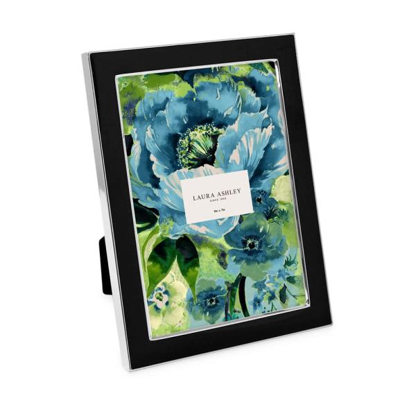 Laura Ashley 5x7 Black Enamel Picture Frame, Silve...