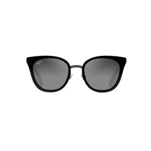 Maui Jim レディース ウッドローズ 偏光 キャットアイ サングラス, ブラックグロス、ダークガンメタル/ニュートラルグレー偏光, S