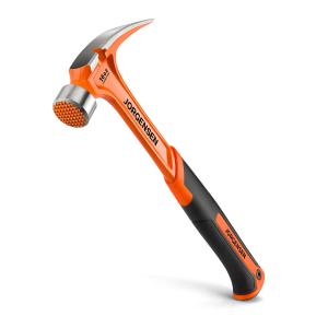 JORGENSEN ハンマー 釘抜きハンマー 454g（16oz）ネイルハンマー 金槌 クローハンマー ポリプロピレン柄 TPR緩衝材 衝撃低減 ギザギザの突起がある打撃面 打突面