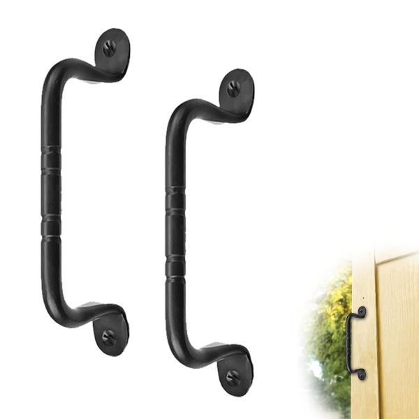 2 Pack 6" Black Door Handle - Heavy Duty Decorativ...