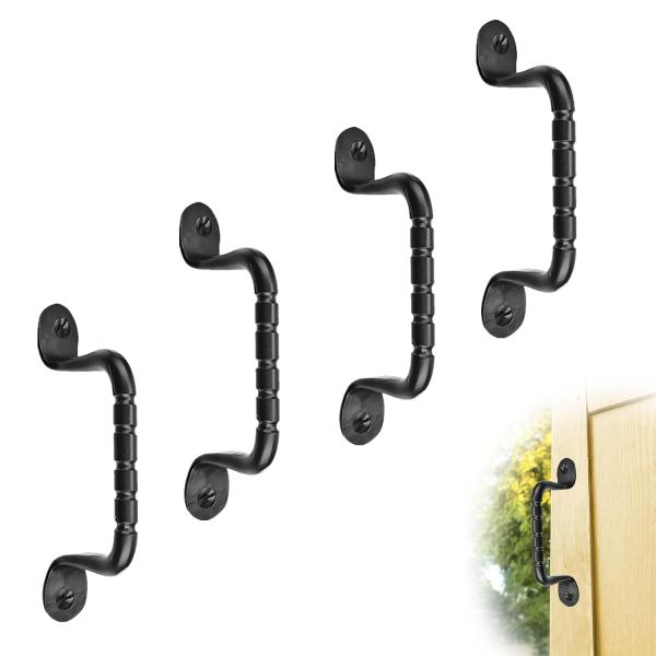 4 Pack 4.5" Black Door Handle - Heavy Duty Decorat...
