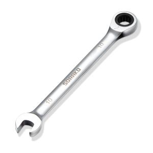 SORAKO 10mm ラチェットコンビネーションレンチ CR-V鋼 72歯 5度スイング 12PT 産業グレード 生涯保証