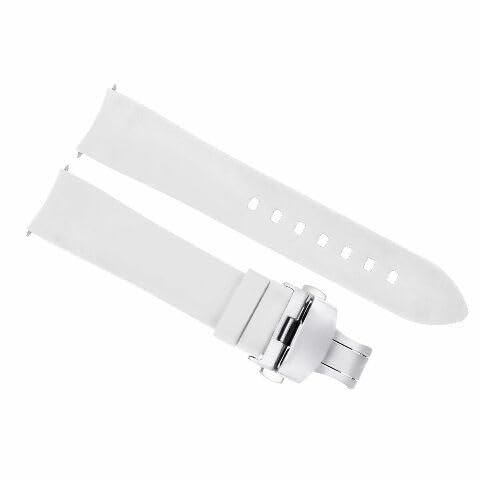 Ewatchparts 22mm カーブエンドシリコン時計バンド ラバーストラップ ホワイトとブラッ...