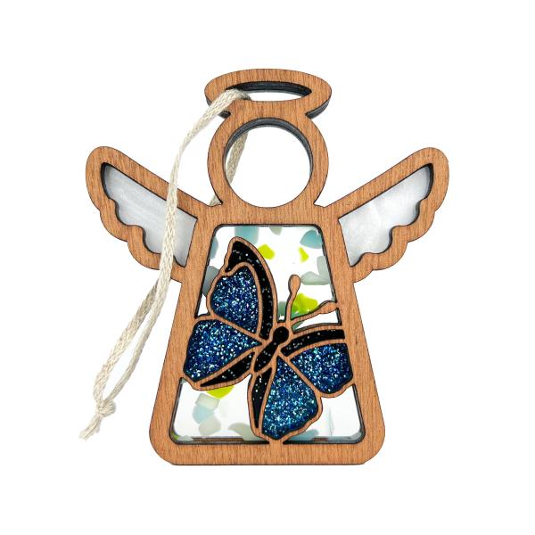 Sparkly Morpho Blue Butterfly Christmas Ornaments ...