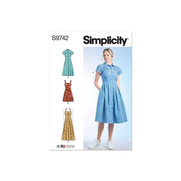Simplicity issesのボタンフロントドレス縫製パターンパケット、コードS9742、サイズ...