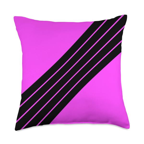 Pink and Black Stripes Throw Pillow