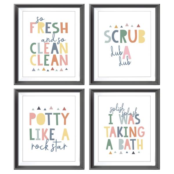 So Fresh and Clean Colorful Bathroom Art Poster Pr...