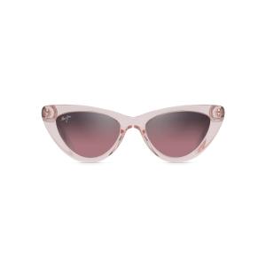 Maui Jim Lychee 特許取得済み偏光レンズ2枚付きキャットアイサングラス。, 半透明ライトピンク/マウイローズ偏光。, M
