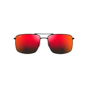 Maui Jim Aeko偏光アビエーターサングラス メンズ, マットブラック/ハワイ溶岩偏光。, M