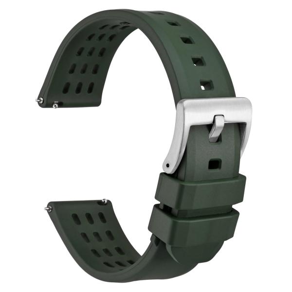 WOCCI 20mm Rally Watch Band, FKM Rubber Strap, Qui...