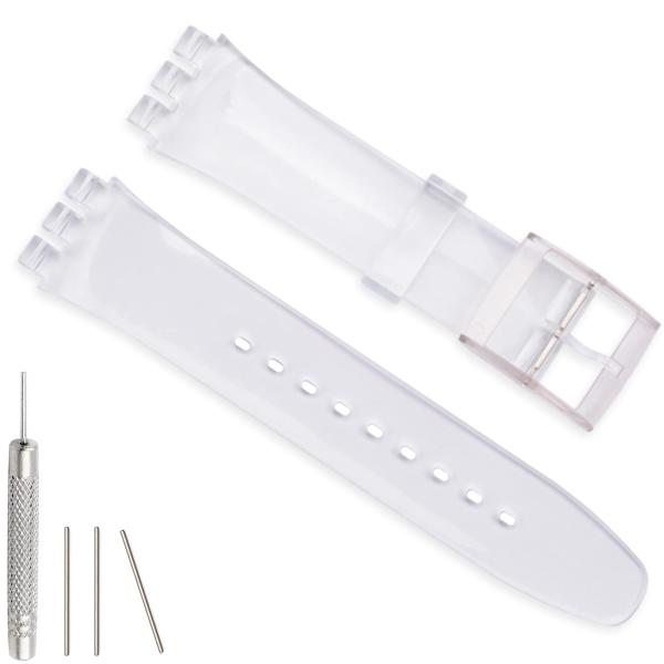 Hijiawee Swatch用 シリコン交換バンド 19mm クリア 防水 低アレルギー素材 男女...
