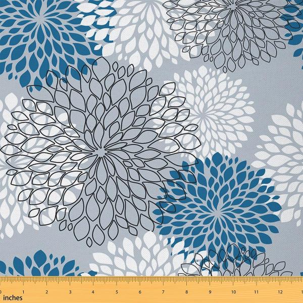 Blue Floral Decorative Fabric by The Yard,Botanic ...