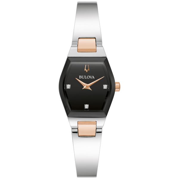 Bulova Modern Gemini Diamond Black Dial and Two-To...