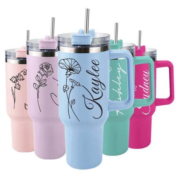 Elemtansy Personalized 40 Oz Tumbler with Handle a...