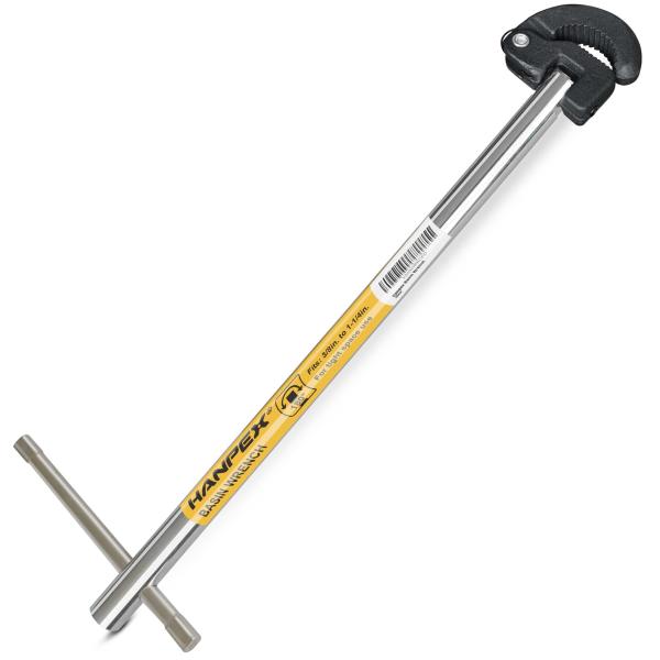 Hanpex 11インチ 調節可能な洗面器レンチ 3/8インチから1-1/4インチ スプリング式ジョ...