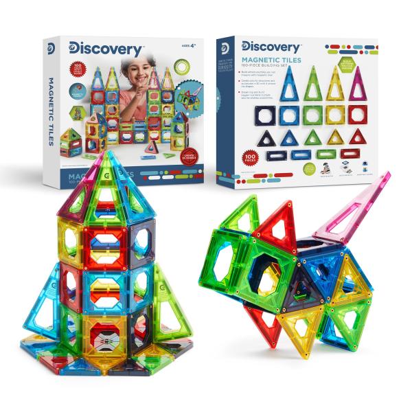 Discovery 100-Piece 3D Magnetic Tiles Set, Educati...