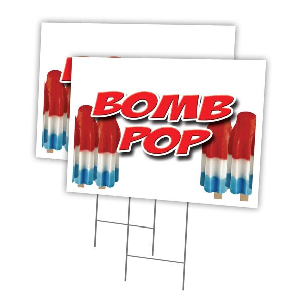 Bomb POP 2 Pack of 12" x 16" Yard Sign ＆ Stake | A...