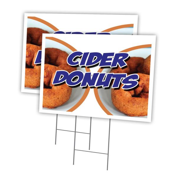 Cider Donuts 2 Pack of 12" x 16" Yard Sign ＆ Stake...