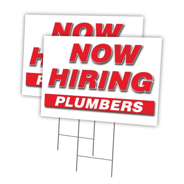 Now Hiring Plumbers 2 Pack Of 12" x 16" Yard Sign ...