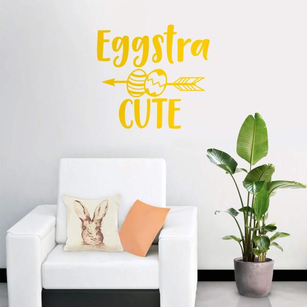 Easter Day Vinyl Wall Art Decal - Eggstra Cute - 2...