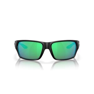 Costa Del Mar メンズ テールフィン 長方形 サングラス, マットブラック/グリーンミラー580g。, 60 mm
