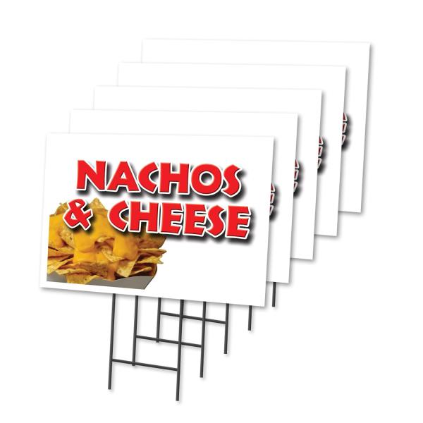 NACHOS ＆ CHEESE 5 Pack Of 12" x 16" Yard Sign ＆ St...