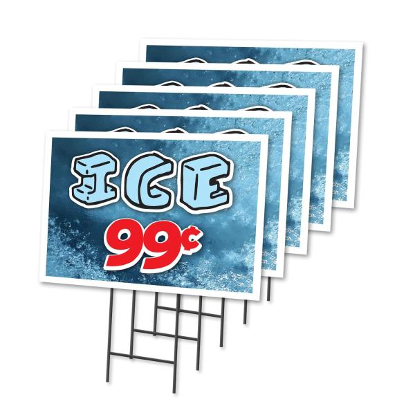 Ice 99 Cents 5 Pack Of 18" x 24" Yard Sign ＆ Stake...