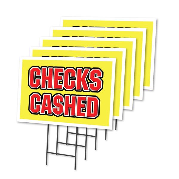 Checks CASHED 5 Pack of 18" x 24" Yard Sign ＆ Stak...