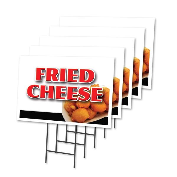 Fried Cheese 5 Pack of 12" x 16" Yard Sign ＆ Stake...