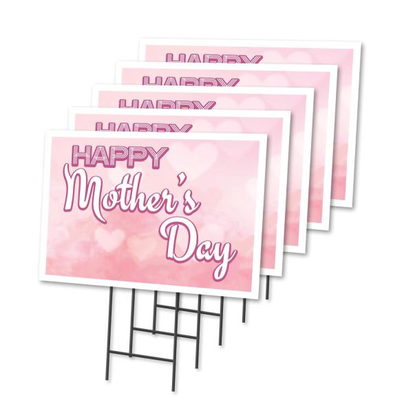Mother's Day 5 Pack Of 12" x 16" Yard Sign ＆ Stake...