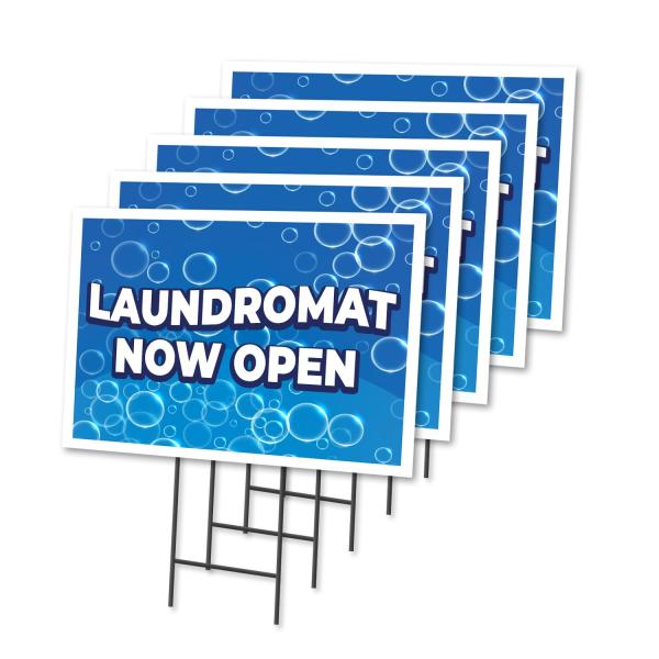 Laundromat 5 Pack Of 12" x 16" Yard Sign ＆ Stake |...