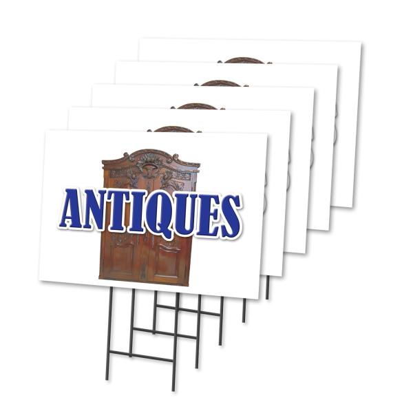 ANTIQUES 5 Pack Of 12" x 16" Yard Sign ＆ Stake | A...