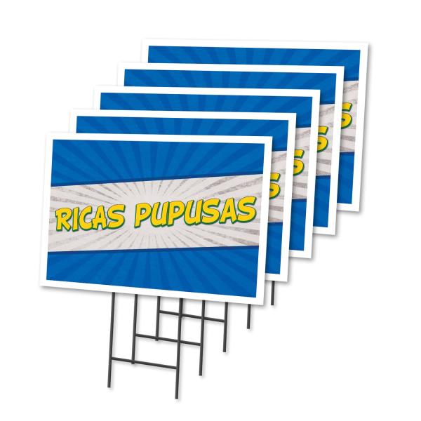 Ricas Pupusas 5 Pack Of 12" x 16" Yard Sign ＆ Stak...