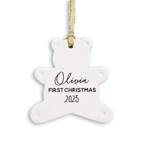 Teddy Bear Ornament, Personalized Baby's First Chr...