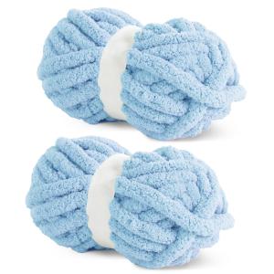 HOMBYS スカイブルーチャンキーシェニール糸 #10 超極太 1かせ226g/27ヤード 結び目なし1本仕上げ ブランケット用