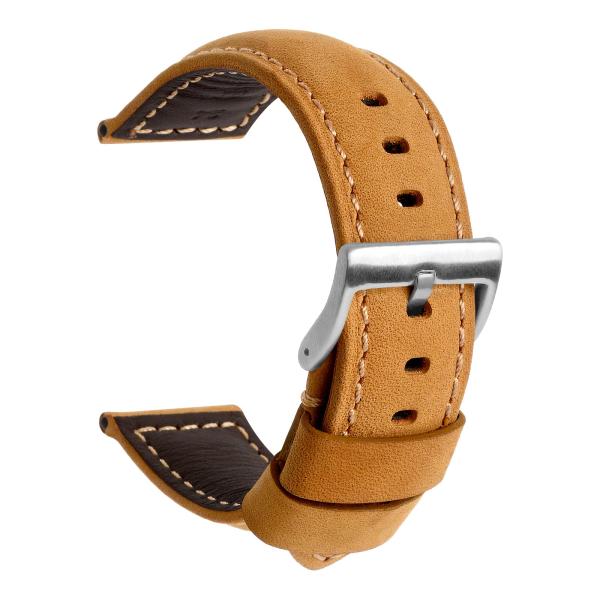 TStrap 男性用レザーウォッチストラップ - ブラック ヴィンテージ ソフトウォッチ ブレスレッ...