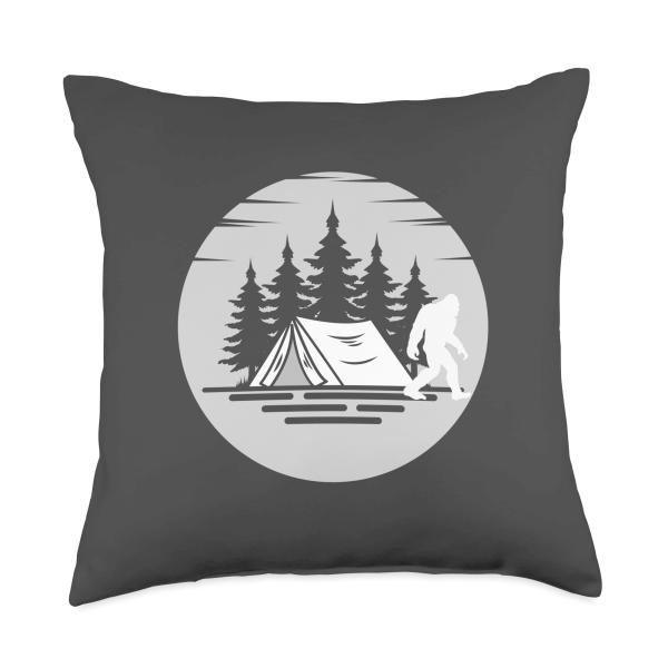 Bigfoot in the Forest Sasquatch Yeti Throw Pillow,...
